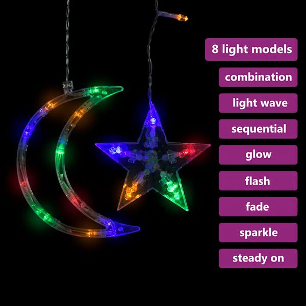 vidaXL Star and Moon Fairy Lights Remote Control 345 LED Colourful