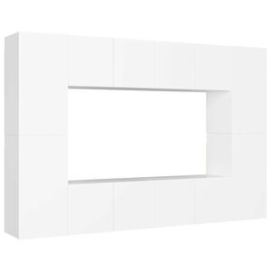 vidaXL 8 Piece TV Cabinet Set White Engineered Wood