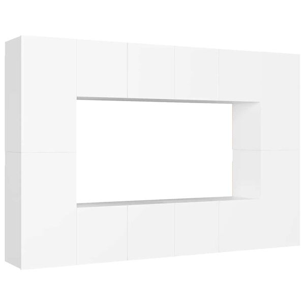 vidaXL 8 Piece TV Cabinet Set White Engineered Wood