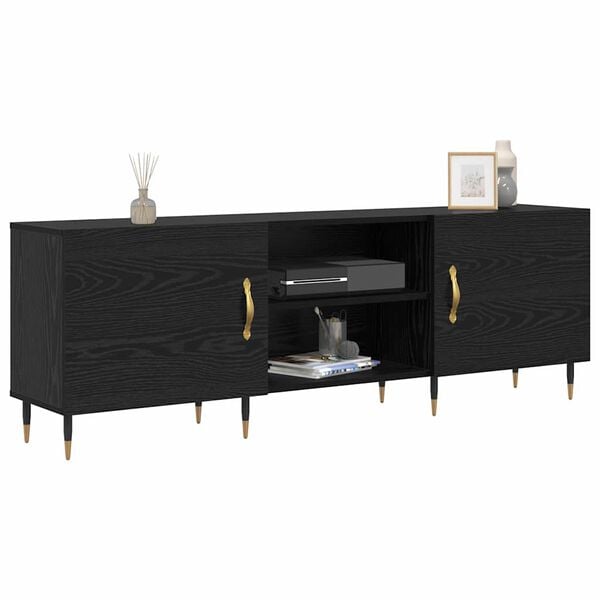 vidaXL TV Cabinet Black oak 150 x 30 x 50 cm Engineered wood