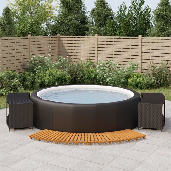 vidaXL Hot Tub Surround Black Poly Rattan and Solid Wood Acacia