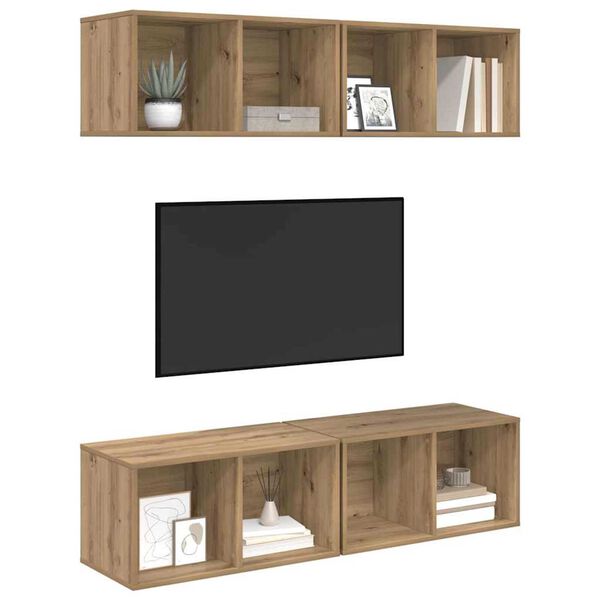 vidaXL TV Cabinet Set Wall-mounted 4 pcs Artisan Oak 37 x 37 x 72 cm