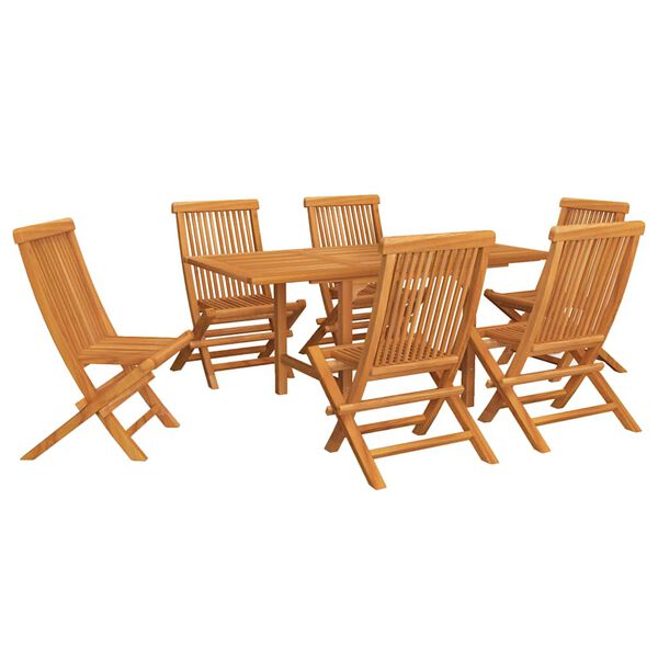 vidaXL 7 Piece Garden Dining Set Solid Teak Wood
