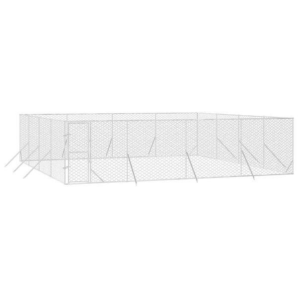 vidaXL Outdoor Dog Kennel Silver 8x8x2 m Galvanised Steel