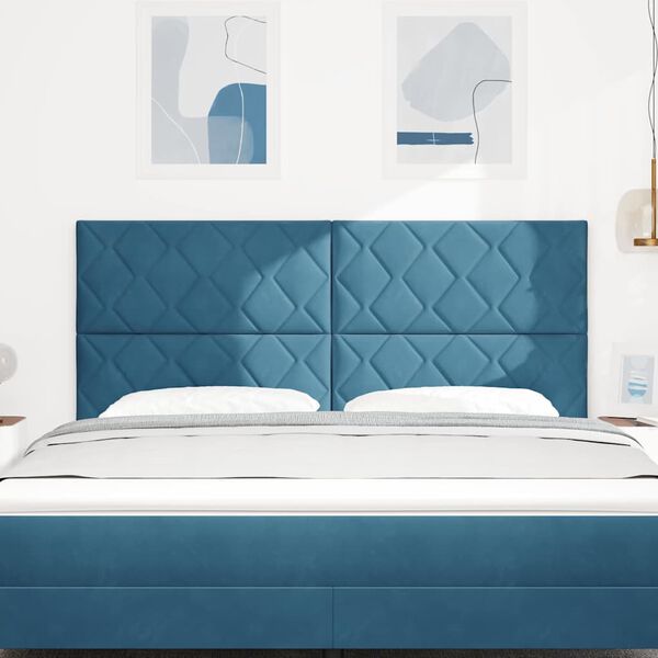 vidaXL Headboard Height Adjustable Dark blue 180 cm Velvet