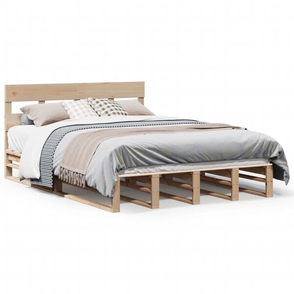 vidaXL Bed Frame without Mattress 150x200 cm King Size Solid Wood Pine