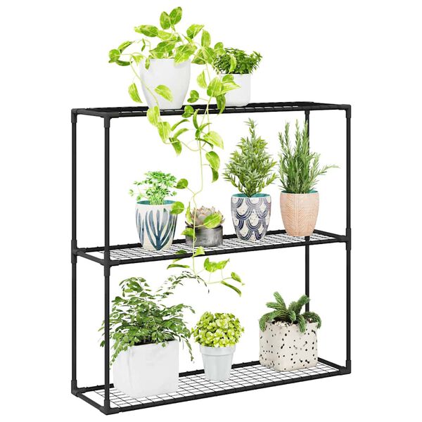 vidaXL 3-Tier Plant Stand Black 100 x 32 x 102 cm Steel