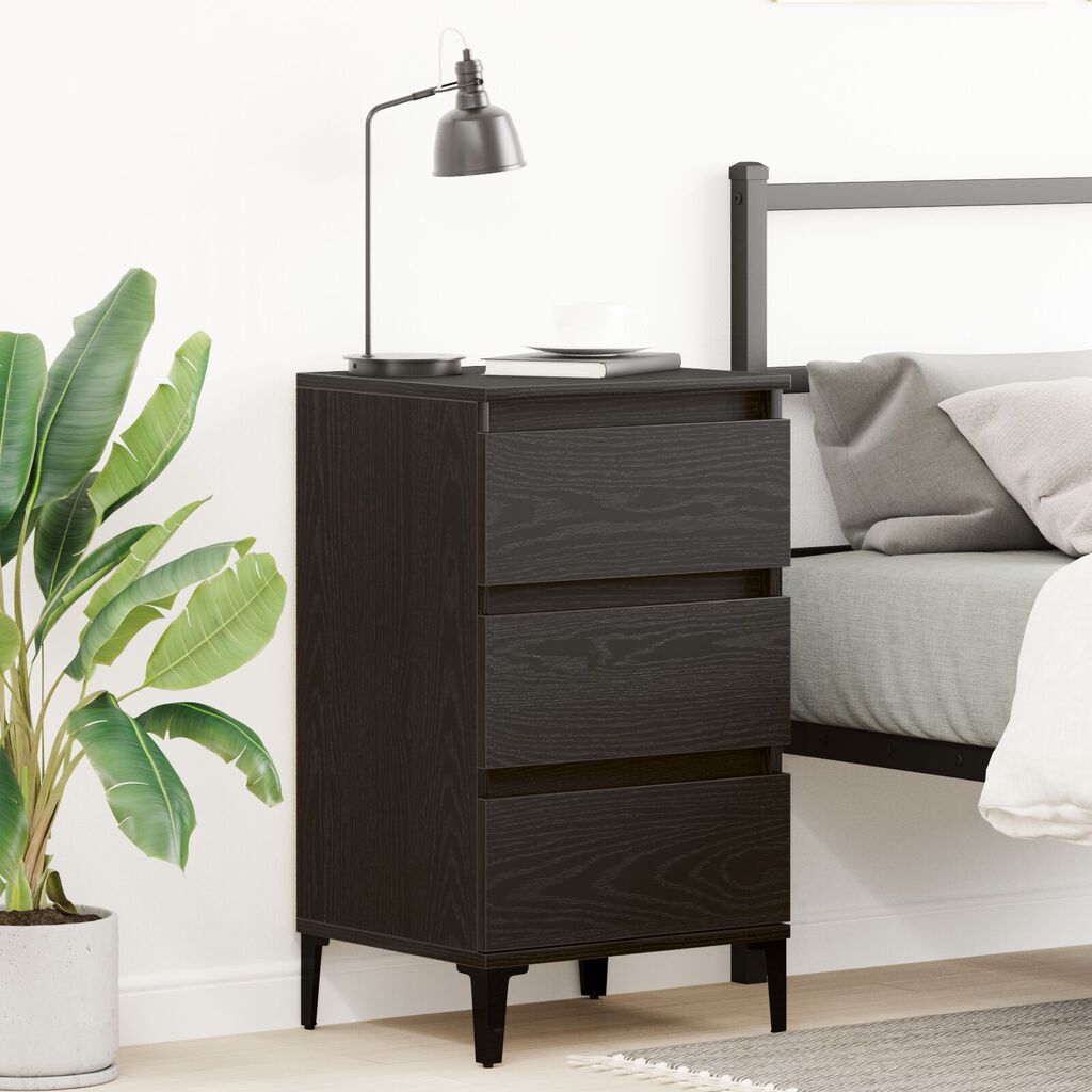 vidaXL Bedside Cabinet Black Oak 40x35x70 cm Engineered Wood