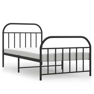 vidaXL Metal Bed Frame without Mattress with Footboard Black 100x190cm