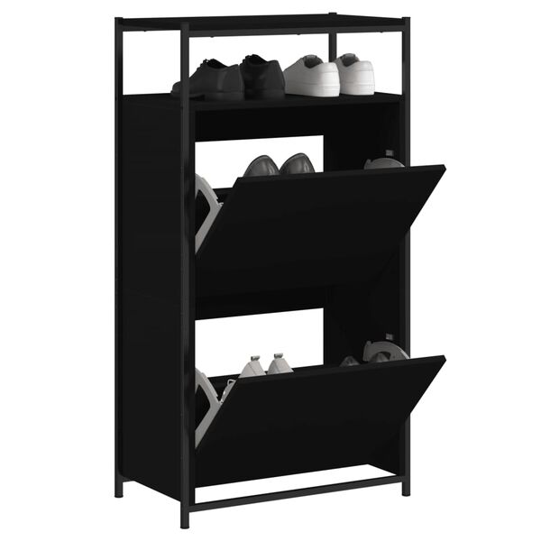 vidaXL Shoe Cabinet Black 60x34x112 cm Engineered Wood