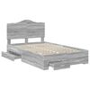 vidaXL Bed Frame with Drawer Grey Sonoma 135 x 190 cm Engineered Wood