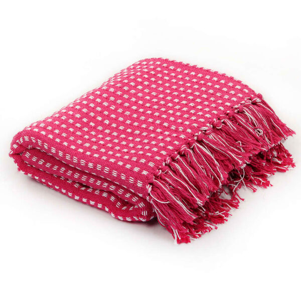 vidaXL Throw Cotton Squares 160x210 cm Pink