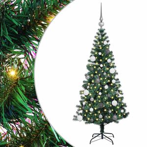 vidaXL Artificial Pre-lit Christmas Tree Green 150 cm PVC and Metal