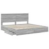 vidaXL Storage Bed Grey Sonoma 200 x 200 cm Engineered Wood