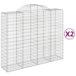 vidaXL Arched Gabion Baskets 2 pcs 200x50x160/180 cm Galvanised Iron