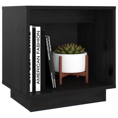 vidaXL Bedside Cabinet Black 40x30x40 cm Solid Wood Pine