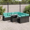 vidaXL 9 Piece Garden Sofa Set with Cushions Black Poly Rattan Acacia