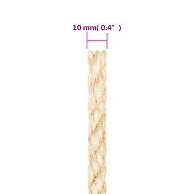 vidaXL Rope 100% Sisal 10 mm 500 m