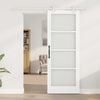 vidaXL Sliding Door White 78 x 202 cm Solid Pine Wood and Glass