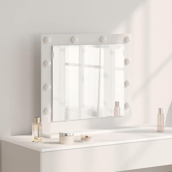 vidaXL Vanity Mirror White 60 x 55 x 18 cm Glass and Engineered wood