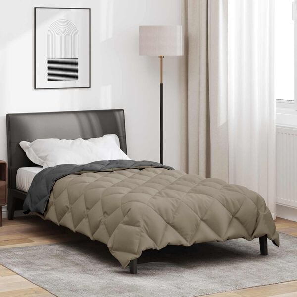 vidaXL Winter Duvet Light Grey and Anthracite 200 x 135 cm Microfiber