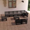 vidaXL 10 Piece Garden Lounge Set Black Solid Pinewood