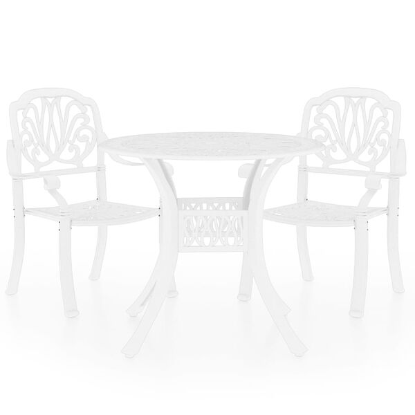 vidaXL 3 Piece Bistro Set Cast Aluminium White
