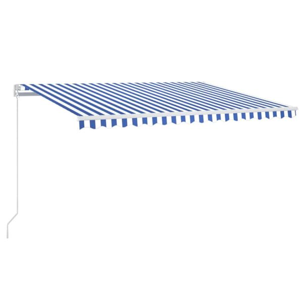 vidaXL Manual Retractable Awning with LED 400x300 cm Blue and White