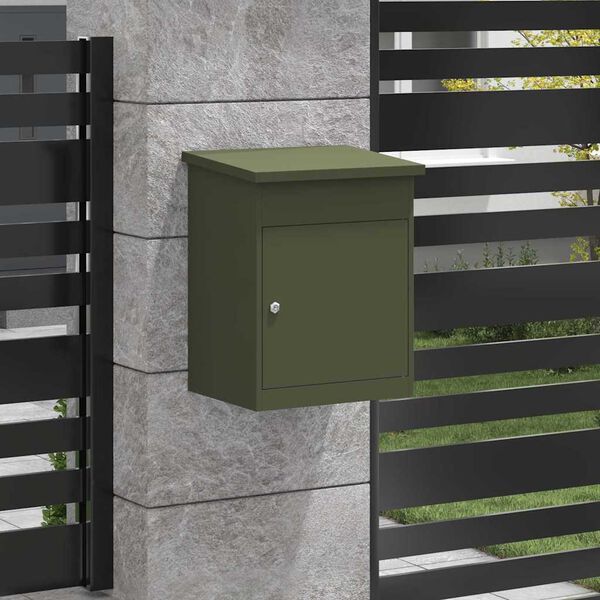 vidaXL Parcel Drop Box with Door Olive green 47.5 x 38 x 59 cm Steel