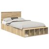 vidaXL Bed Frame with Shelf Sonoma Oak 135 x 190 cm Engineered Wood