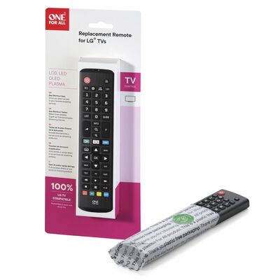 One For All TV Replacement Remote Control LG Black