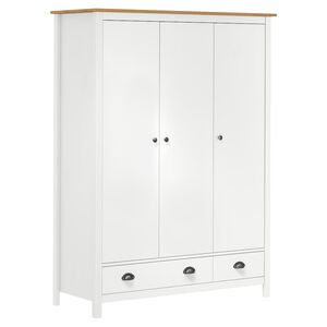 vidaXL 3-Door Wardrobe Hill White 127x50x170 cm Solid Pine Wood