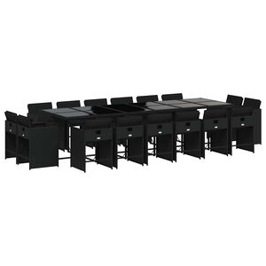 vidaXL Garden Dining Set | Black | PE rattan | Large | Foldable