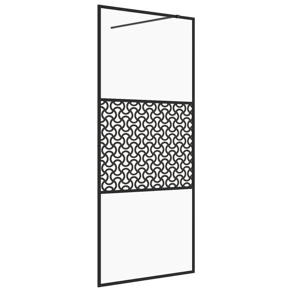vidaXL Walk-in Shower Wall with Clear ESG Glass 90x195 cm Black