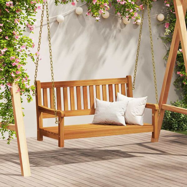 vidaXL Swing Bench Brown 110 x 56 x 58.5 cm Solid Acacia Wood