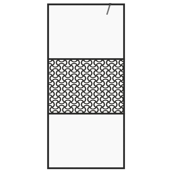 vidaXL Walk-in Shower Wall with Clear ESG Glass 90x195 cm Black