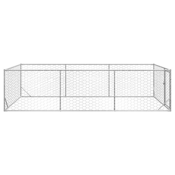 vidaXL Outdoor Dog Kennel with Door 2x4x1 m Galvanised Steel