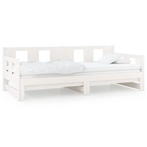 vidaXL Pull-out Day Bed without Mattress White Solid Wood Pine 2x cm