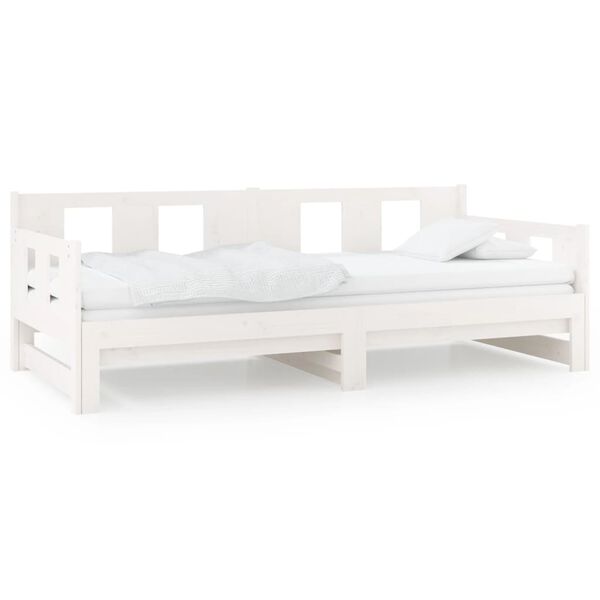 vidaXL Pull-out Day Bed without Mattress White Solid Wood Pine 2x cm