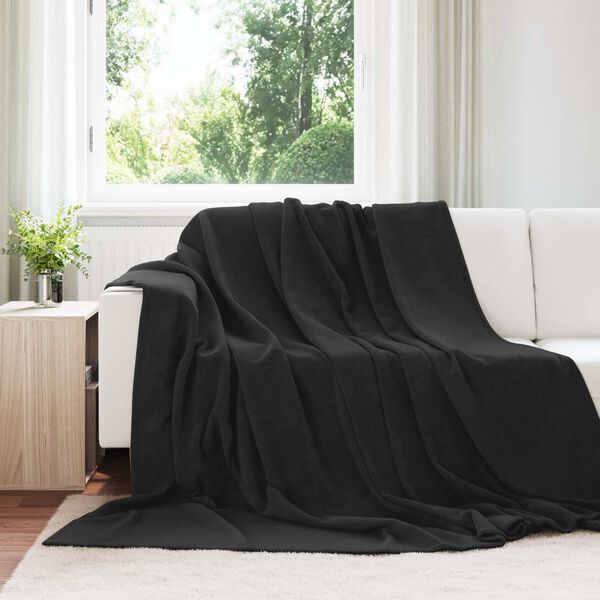 vidaXL Throw Blanket Black 220 x 240 cm Fleece