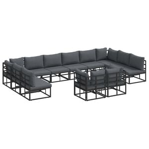 vidaXL Garden Sofa Set with Cushion 12 pcs Black Aluminium