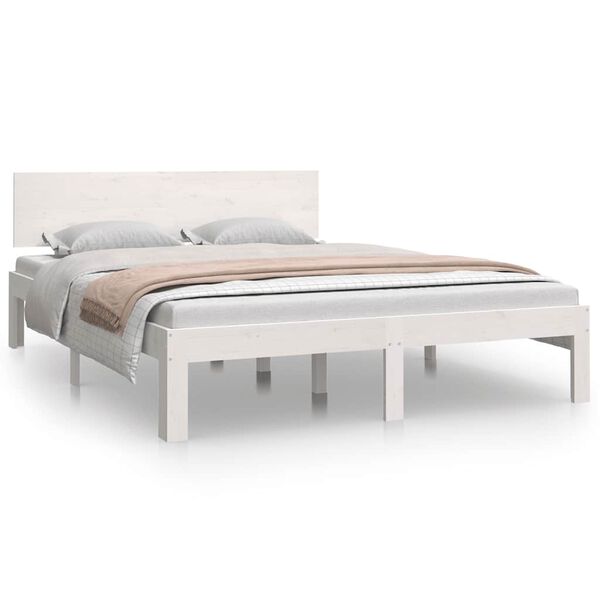 vidaXL Bed Frame without Mattress White 150x200cm King Size