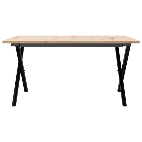 vidaXL Coffee Table X-Frame 80x80x45 cm Solid Wood Pine and Steel