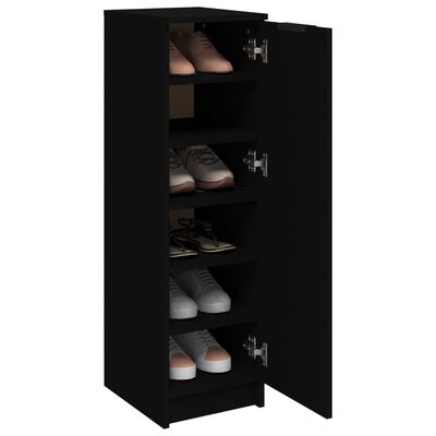 vidaXL Shoe Cabinet Black 30x35x100 cm Engineered Wood