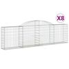 vidaXL Arched Gabion Baskets 8 pcs 300x30x80/100 cm Galvanised Iron