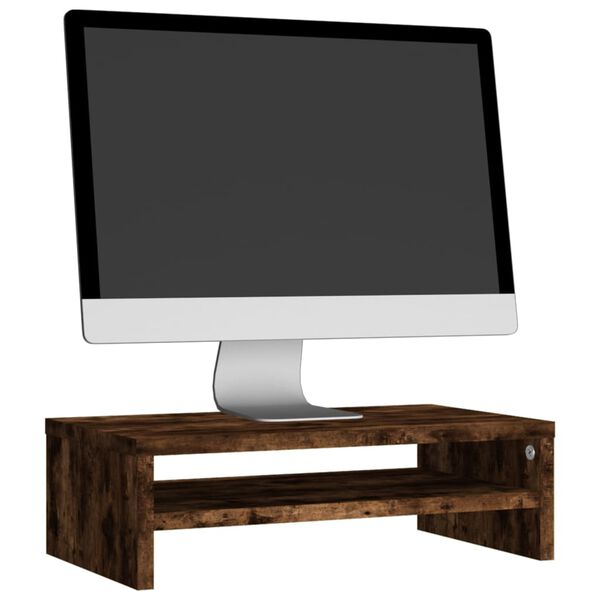 vidaXL Monitor Stand Smoked Oak 42x24x13 cm Engineered Wood