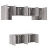 vidaXL 6 Piece TV Wall Units Grey Sonoma Engineered Wood