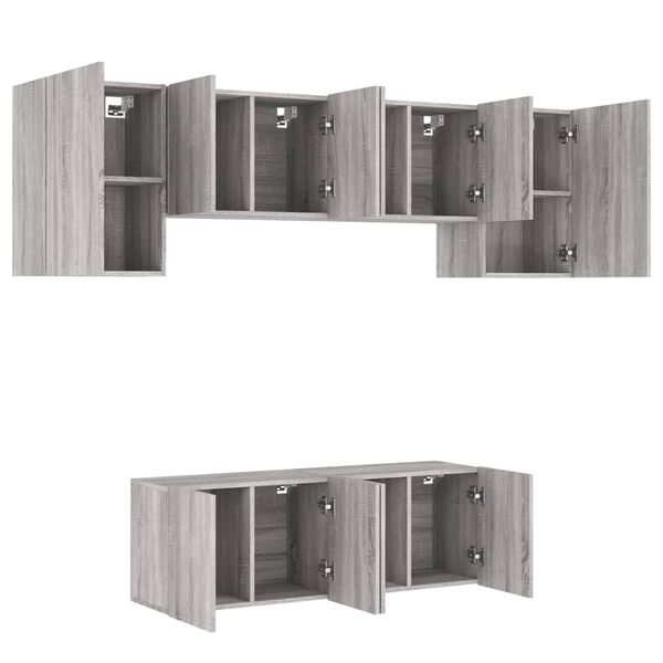 vidaXL 6 Piece TV Wall Units Grey Sonoma Engineered Wood