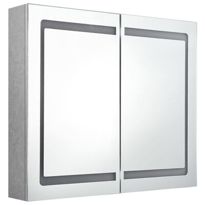 vidaXL LED Bathroom Mirror Cabinet Concrete Grey 80x12x68 cm