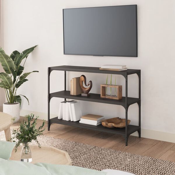 vidaXL Book Cabinet Black 100x33x70.5 cm Engineered Wood and Steel